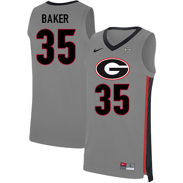 Men #35 Tyrone Baker Georgia Bulldogs College Basketball Jerseys Sale-Gray